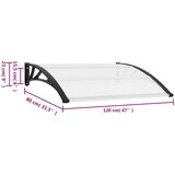  Nadstrešnica za vrata crna i prozirna 120 x 80 cm PC | shoptok.hr