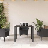  Vrtni stol sa staklenom pločom crni 90x90x75 cm od poliratana | shoptok.hr