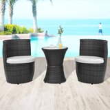  3-dijelni bistro set od poliratana s jastucima crni | Eponuda.com