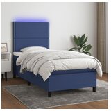 vidaXL Box spring postelja z vzmetnico LED modra 100x200 cm Cene