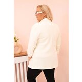 Kesi Włoski Women's Plus Size viscose blazer with long sleeves and collar ecru | Shoptok.si