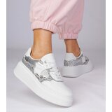 Gemre White sneakers with glitter and animal print Bertula Cene