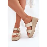 Boto Ladies Wedge Slippers With Weaving And Buckles Beige Pasinea | shoptok.hr