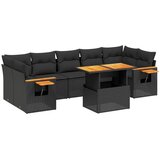 vidaXL Vrtna sedežna garnitura 8-delna z blazinami črn poli ratan, (21113265) | Shoptok.si