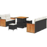 vidaXL 8-delni vrtni sofa set z blazinami črn poli ratan akacija | Shoptok.si