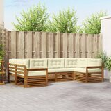  Set vanjskih sofa 6 kom. Prirodna i krem Čvrsto drvo akacije | Shoptok.si