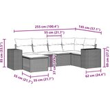 6-dijelni set vrtnih sofa od poliratana s jastucima svjetlosivi | shoptok.hr