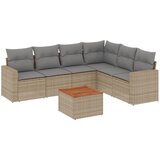Maison Chic Seti vrtnega pohištva - Vrtna garnitura - Vrtni pohištvo set 7-delna z blazinami bež poli ratan, (21803193) | Shoptok.si