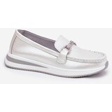 S. BARSKI Leather Women's Moccasins With Decoration D&A LR51-966 Silver | Shoptok.si