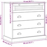  Ladičar VIGO sivi 80 x 40 x 76 cm od masivne borovine | shoptok.hr