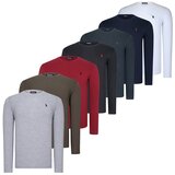 Dewberry SEVEN-SET T8588 ROUND COLLAR LONG SLEEVE T-SHIRT-BLACK-WHITE-LACQUER-ANTHRACITE-BURGUNDY-KHAKI-GREY | shoptok.hr