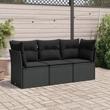 Maison Chic Seti vrtnega pohištva - Vrtna garnitura - Vrtni pohištvo set 3-delna z blazinami črn poli ratan, (21817676) | Shoptok.si