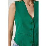  Women's Green Fitted Short Woven Vest | Shoptok.si