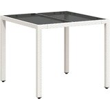  Vrtni stol sa staklenom pločom bijeli 90x90x75 cm od poliratana | Eponuda.ba