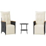  3-dijelni bistro set s jastucima crni od poliratana | shoptok.hr