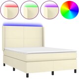  Box spring s madracem LED krem 140x200cm od umjetne kože | shoptok.hr