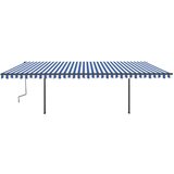  Automatska tenda na uvlačenje sa stupovima 6x3 5 m plavo-bijela | shoptok.hr