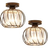 Glamaris Moderne kristalne stropne luči, komplet 2, E27, črna kletka, elegantna razsvetljava za kuhinjo, jedilnico, spalnico, hodnik, balkon (žarnice niso pril, (21163185) Cene