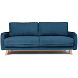 Bonami Selection Plava sklopiva sofa od samta 218 cm Tori –
