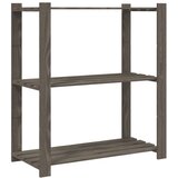  Stalak za pohranu 3 razina sivi 80x38x90 cm masivna borovina | shoptok.hr