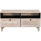 vidaXL Klubska miza s predalom Bela 80 x 54 x 40 cm trden mangov les | Shoptok.si