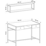 Radni Sto PENA 72x100 cm + zidna polica 24x100 cm braon/crna | Eponuda.com