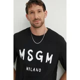 Msgm Bombažna kratka majica moška, črna barva, 2000MM510.200002