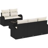  6 Delni Vrtni Kavč Set z Blazinami Črn Poli Ratan, (22091271) | Shoptok.si