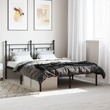 vidaXL Kovinski posteljni okvir z vzglavjem črn 135x190 cm | Shoptok.si
