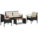  4-dijelni set vrtnih sofa od poliratana s jastucima crni | shoptok.hr