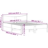  Okvir kreveta bez madraca 120 x 200 cm od masivne borovine | shoptok.hr