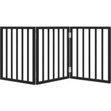 vidaXL Vrata za pse zložljiva 3 paneli črna 150 cm topolovina | Shoptok.si