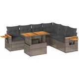  7-dijelni set vrtnih sofa poliratan i bagrem s jastucima sivi | shoptok.hr