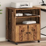 vidaXL Stojalo za tiskalnik s kolesi Staro leseno 60x48x74 cm | Shoptok.si