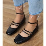 Gemre Black patent ballet flats with buckles Valos | Shoptok.si
