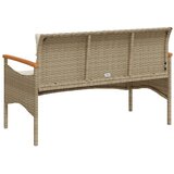  Vrtna klupa s jastucima 116 x 62,5 x 74 cm bež od poliratana | shoptok.hr