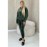 Kesi Velour set kangaroo sweatshirt + khaki trousers Cene