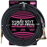 Ernie Ball kabel P06058 - 25FT(7,62m) BRAIDED 6,3mm - 6,3mm L instrument - crna boja u