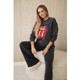 Kesi Włoski Włoski Cotton set wiped with print sweatshirt + pants Graphite Cene