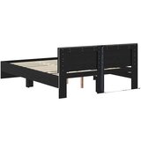 vidaXL Konstrukcija postelje z LED lučmi Črna Orehovina 150 x 200 cm | Shoptok.si