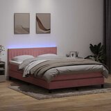 Box Spring krevet s madracem i LED ružičasti 160x220 cm baršun | shoptok.hr