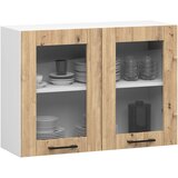 AKORD Oliwia Kuhinjska Vitrinska Omarica, 2 Vrata, Bela/Hrast Artisan, (5000333144) | Shoptok.si