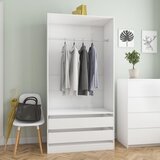The Living Store Garderobna omara visok sijaj bela 100x50x200 cm iverna plošča - Garderobna Omara, (21420242) Cene