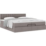 vidaXL Otomanski krevet s madracem smeđesivi 200x200 cm tkanine | shoptok.hr