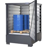 eurokraft pro Odlagališče iz jeklene pločevine za nevarne snovi, za 4 sode po 200 l ali 1 IBC/KTC, VxŠxG 2360 x 1710 x 1570 mm | Shoptok.si
