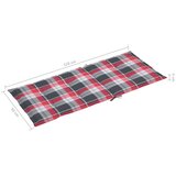 vidaXL Blazine za vrtne stole 2 kosa rdeč karo vzorec 120x50x3 cm | Shoptok.si