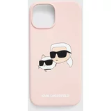 Karl Lagerfeld Etui za telefon iPhone 15 / 14 / 13 6.1 roza barva, KLHMP15SSKCHPPLP