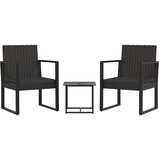 Maison Chic Seti vrtnega pohištva - Vrtna garnitura - Vrtni pohištvo set 3-delna z blazinami črn poli ratan, (21811480) | Shoptok.si