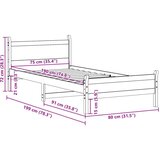 vidaXL Okvir kreveta bez madraca bijeli 75 x 190 cm masivna borovina | shoptok.hr