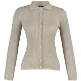 Trendyol Stone Soft Textured Polo Neck Knitwear Cardigan | Shoptok.si
